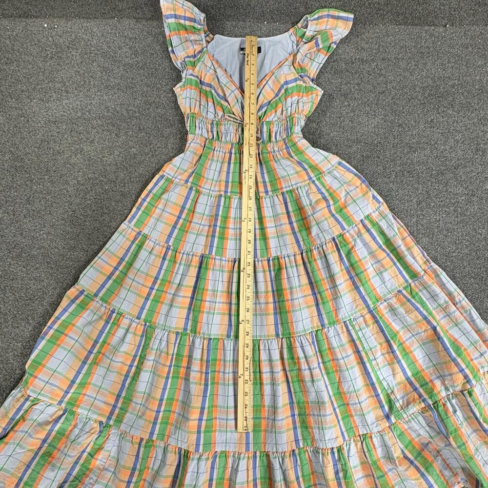 Kate Spade New York Dress Womens XS Blue Multicolor Plaid Flutter Maxi Sundress - Picture 10 of 15